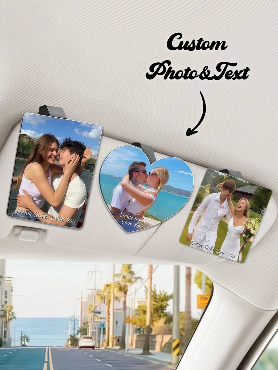 Personalized Acrylic Car Sun Visor Clip, Customized Photo Car Sun Visor Clip, Customized Car Decoration, Customized Car Makeup Mirror Decoration, Personalized Car Photo, DIY Customized Birthday Gifts, Christmas Gifts, Valentine's Day Gifts, Anniversary Gifts, Couple Gifts, Mother's Day Gifts, Father's Day Gifts, Pet Memorial Gifts, New Year Gifts, Suitable For Drivers, Boyfriends, Girlfriends, Parents