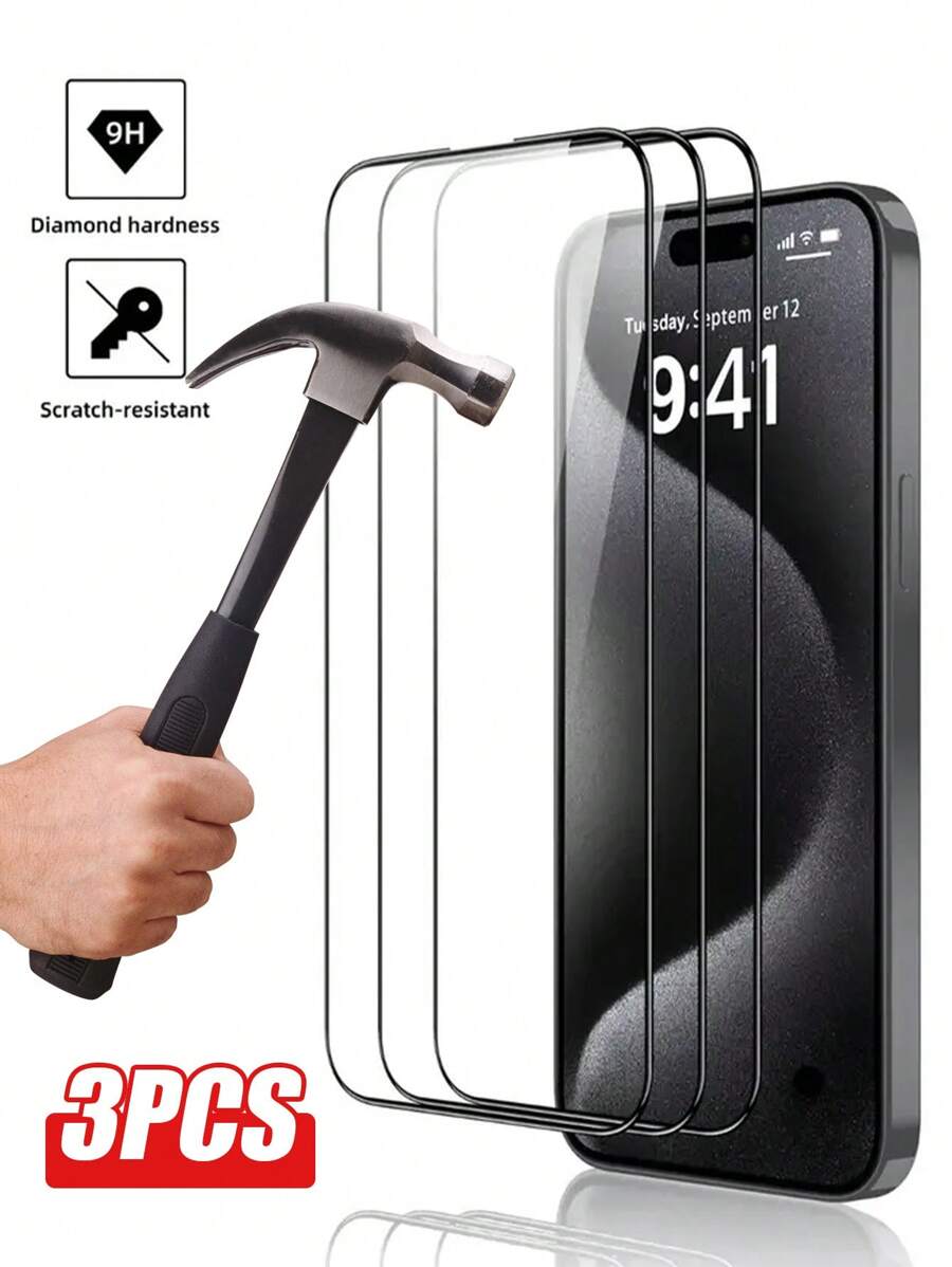 3 Stücke Hochwertiger klarer gehärteter Glas Bildschirmschutz kompatibel mit iPhone 7/8/X/XS/XS MAX/XR/11/12/13/14/15/16/PLUS/PRO/PRO MAX