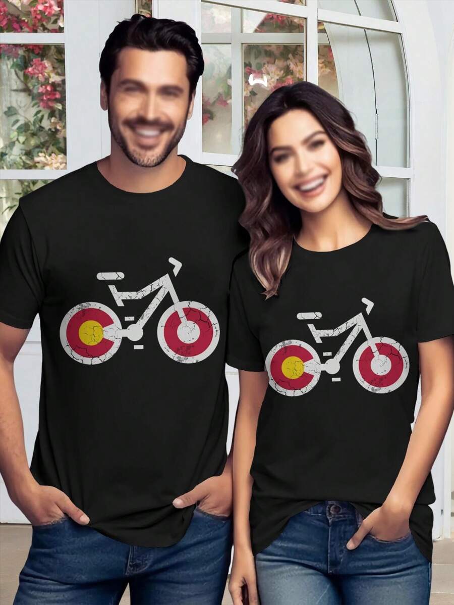 Colorado Flag Mountain Bike Valentine's Day T-Shirt For Women Cycling Bicycle Riding