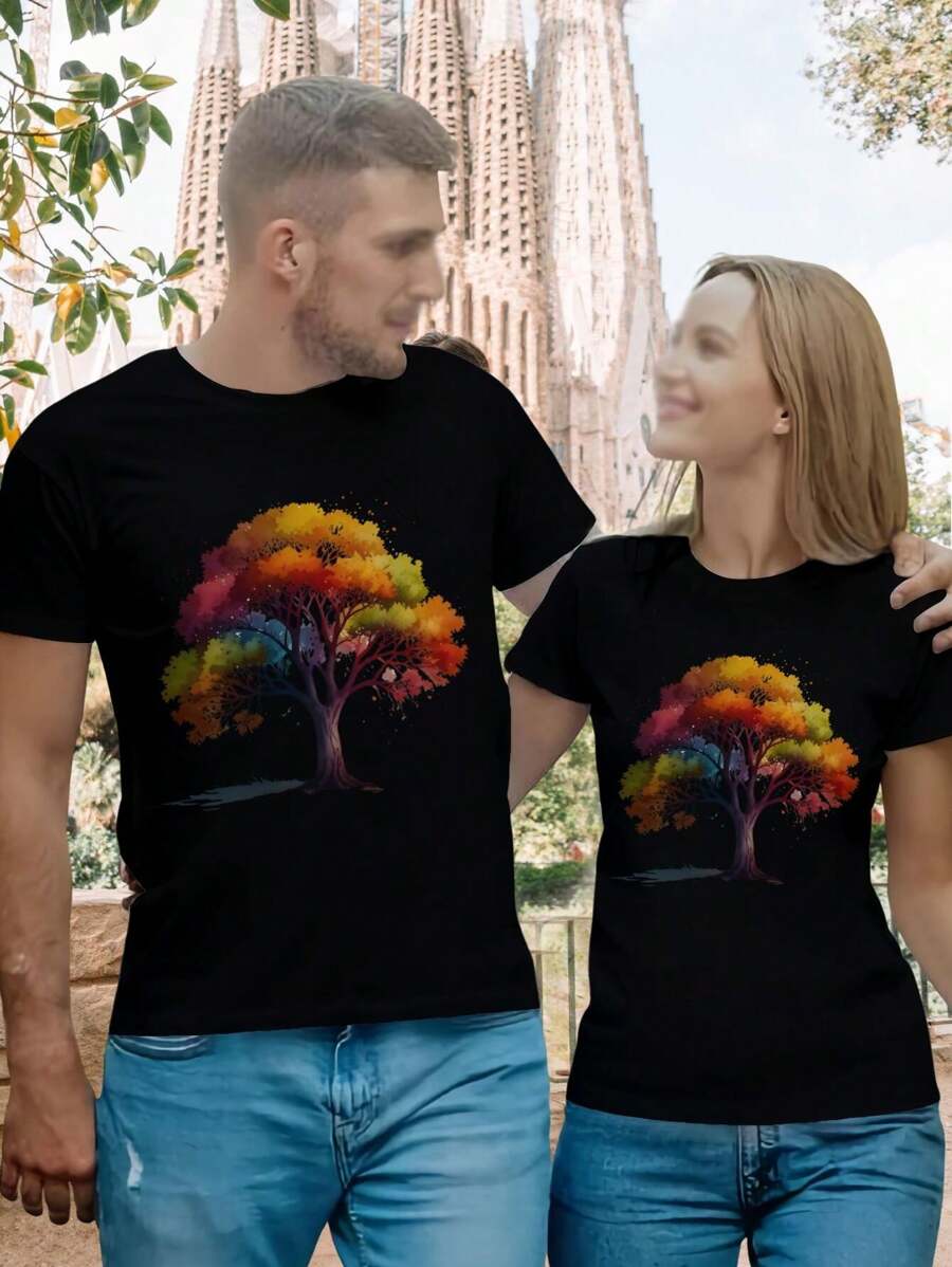 Valentine's Day Colorful Tree Art T-Shirt For Women Nature Earth Day Tree Hugger Design