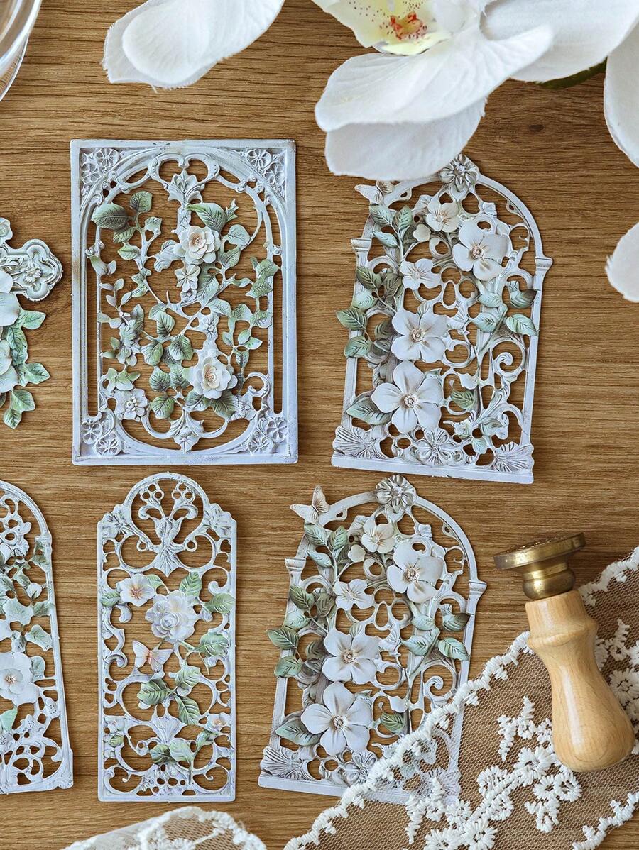MOCARD 10pcs/Pack Vintage Hollow Out Scrapbooking Papers, DIY Decorative Backing Papers, Holiday Gift, Handcrafted Collage Material, Personalized Scrapbook Planning Creative School Stationery,School Supplies,Back To School