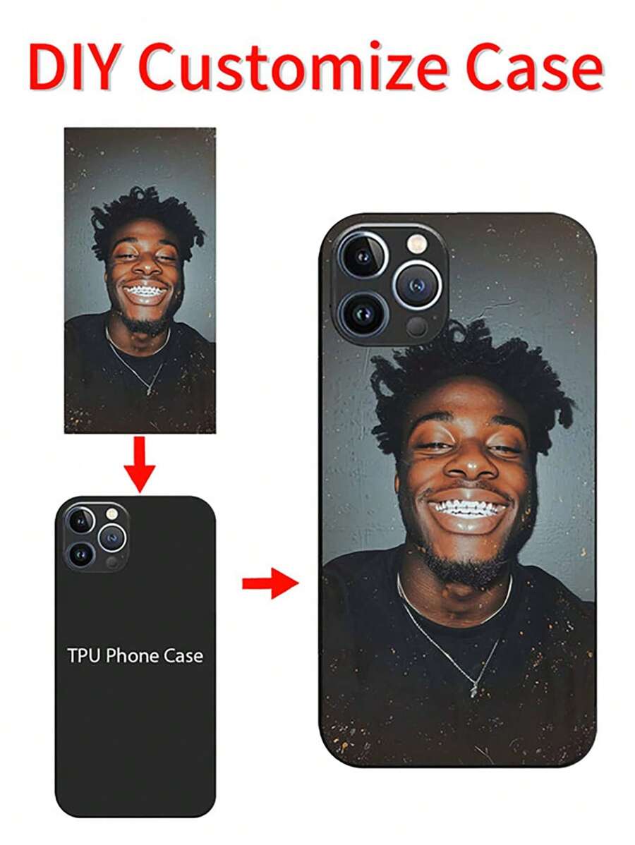 1pc Personalized Black Skin Phone Case Compatible With IPhone 16 Pro Max/16 Plus, S24 Ultra, Redmi And Other Models, Clear, Burgundy Red, Stylish, Colorful, Cute, Contracted, Kawaii, Funny Custom, Personalized, Unique, Gifts For Friends For Mother's Day