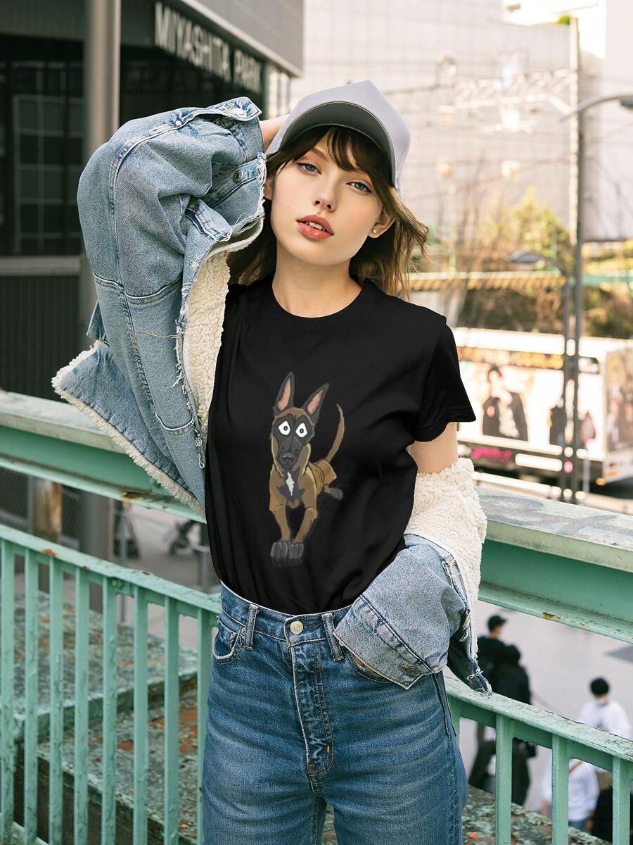 The Belgian Malinois, Women's T-Shirt, Casual Crew Neck, Perfect For Exploring The City Or Hanging With Friends.