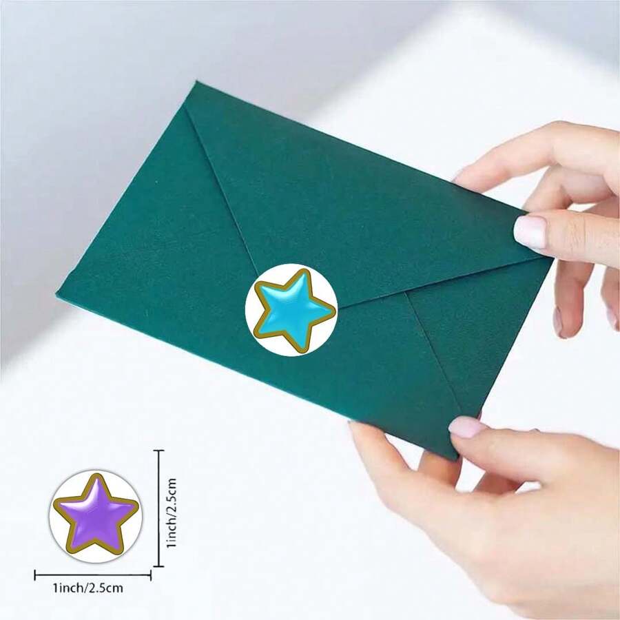 Rollo de 500 pegatinas de la popular serie de estrellas de cinco puntas de colores para decoración de teléfonos móviles, tazas y manualidades DIY de PVC