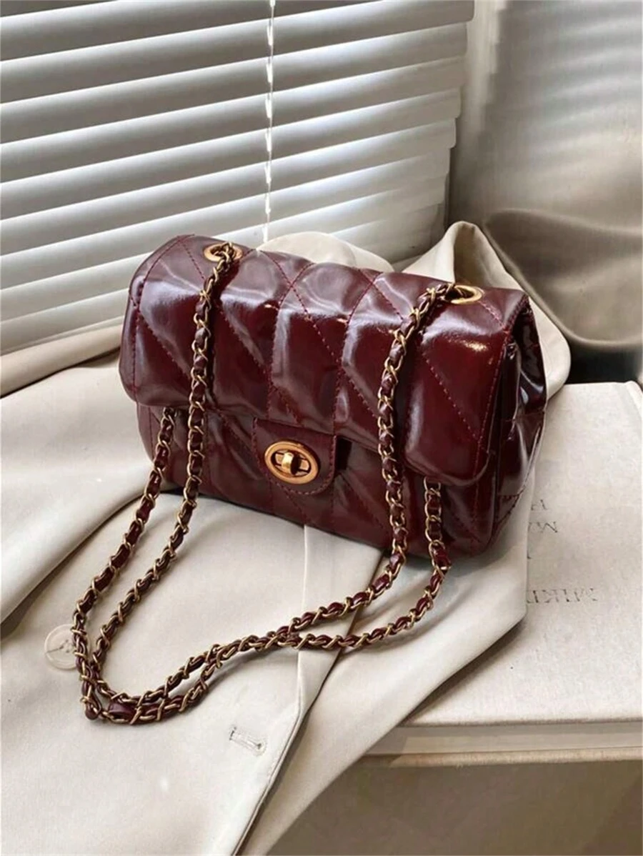 Dedoo Bolso cuadrado pequeño rojo de cadena para el hombro y cruzado para mujer, nueva colección Nanfeng Chio2n Fancheng Red Maple