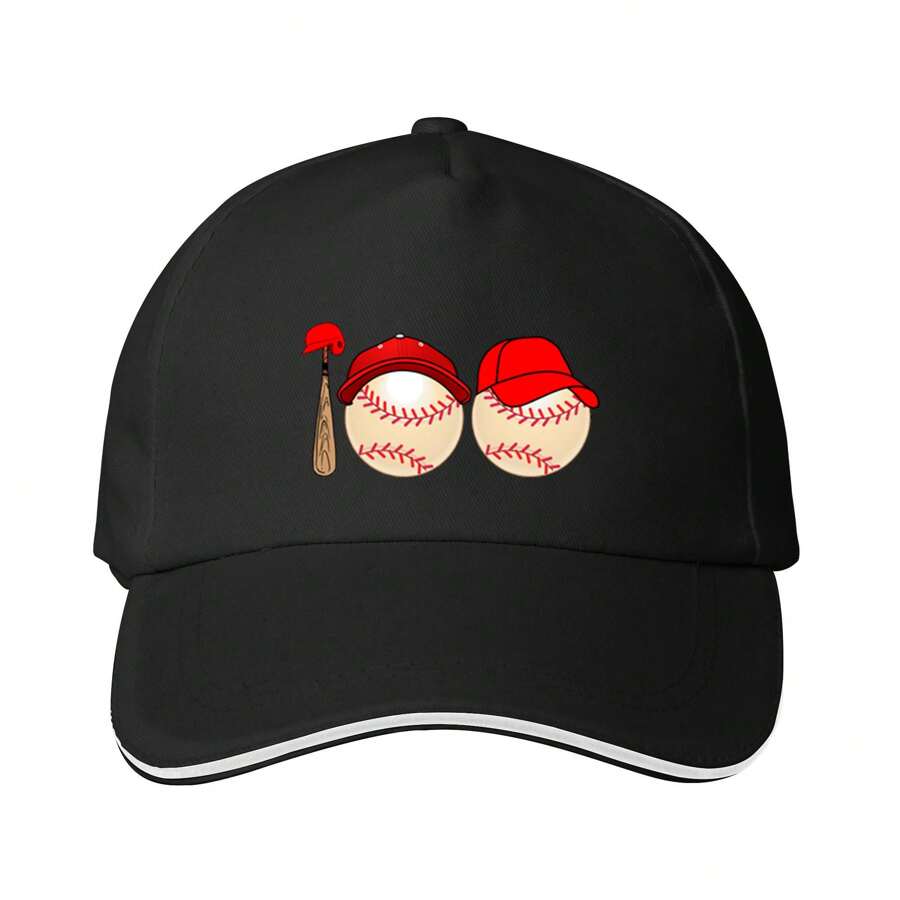 100 Days Of School Baseball Printed High Quality Fashion Cool Top Hat, Sports Printed Quick Drying Baseball Cap, Light Sun Hat Leisure Outdoor Sports Ideal Gift