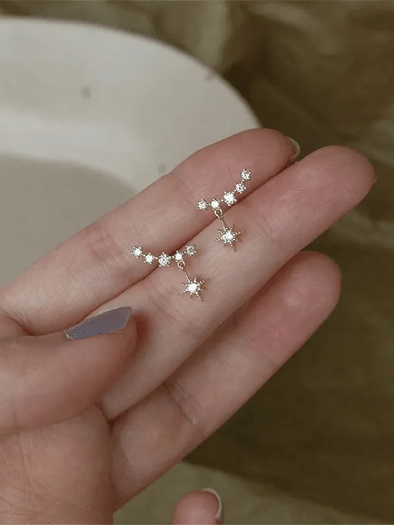 1 Pair Fashionable S925 Sterling Silver Zirconia Stone Studded Starry Tassel Earrings, Classic Daily Wear & Wedding/Party Gift For Women