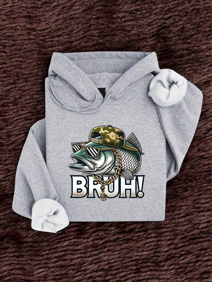 Bruh Fish Hoodie, Cool Fisherman Hoodie, Fishing Lover Hoodie, Bass Fishing Hoodie, Fisher Dad Gift Hoodie FZ-313H