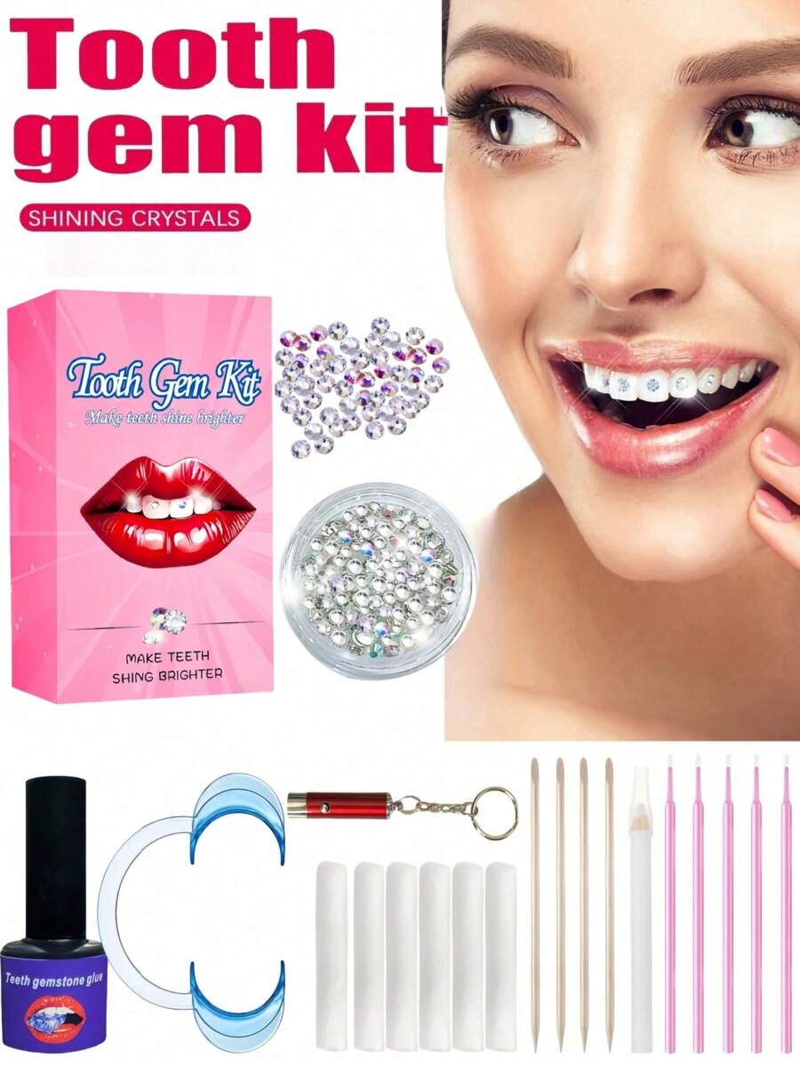 150 piezas Kit autoadhesivo de gemas dentales DIY, Set de joyería de decoración dental con cristales brillantes, accesorios dentales removibles y resistentes, joyas de moda brillante para estilo hip hop, gótico, Y2K, Halloween