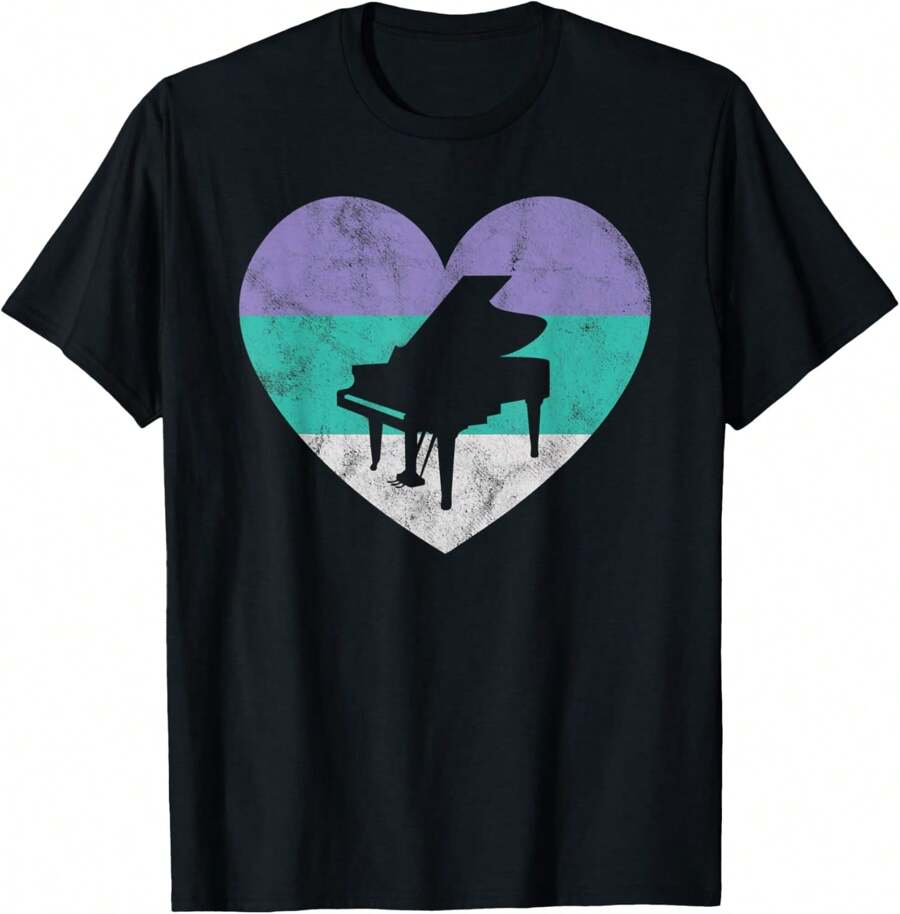 100% Cotton Grand Piano Gift For Women Teens & Girls Retro Vintage T-Shirt
