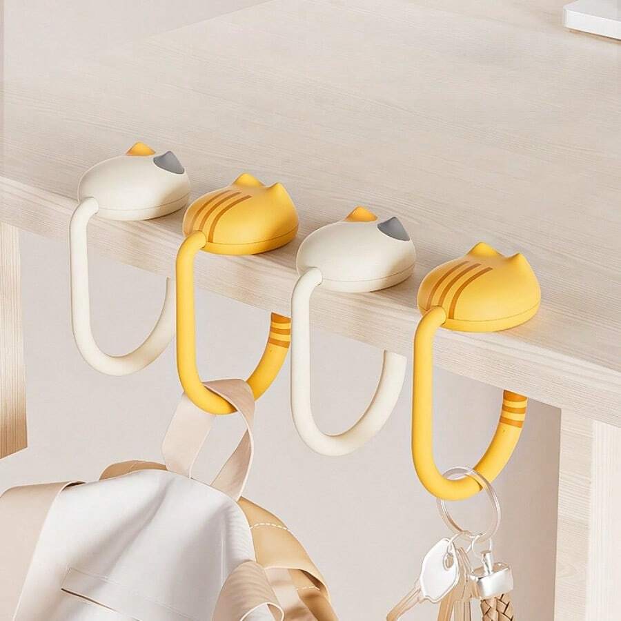 2/4/10pcs Movable Non-Punch Hook Small And Convenient Hook Hanger Wardrobe Hat Silk Scarf Hanger Cute Cat Tableside Bag Storage Rack,Wall Picture Frame,Wall Hooks Self Adhesive,Hooks,Hook,Wall Hooks,Bathroom,Towel Holder,Hooks,Wall Hooks,Hooks,Wall Hook,Door Hanger