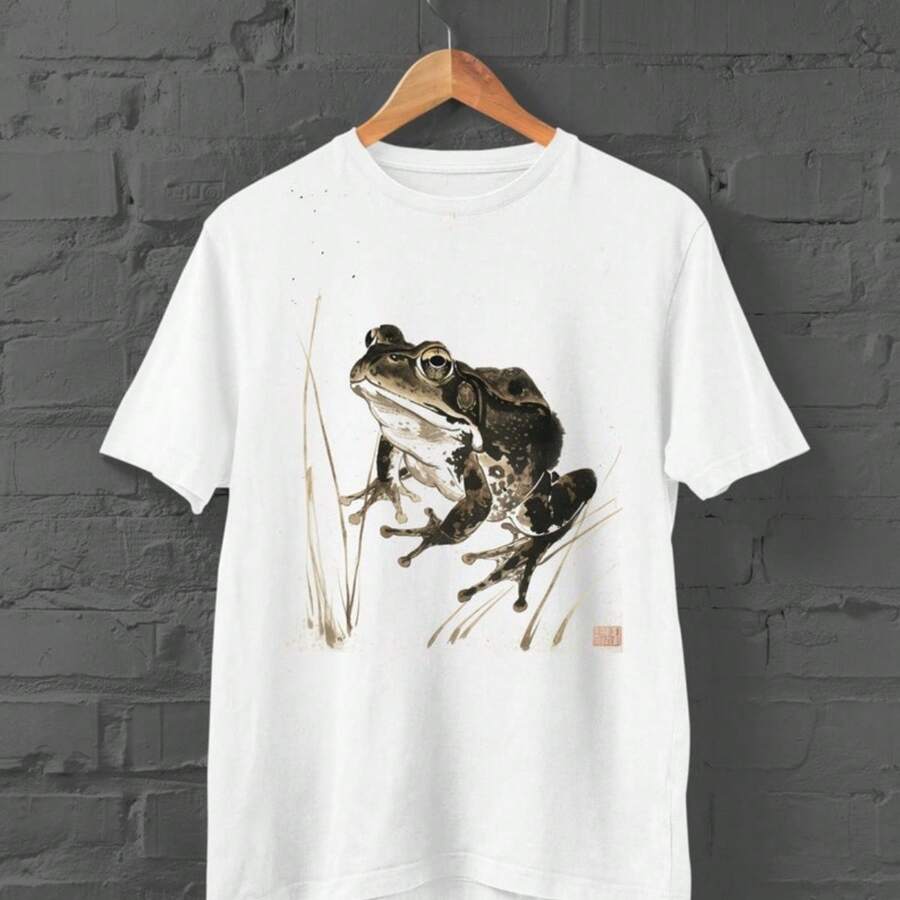 Japan Frog Portrait Tshirt Harajuku Japanese Streetwear Kanji Shirt Anime Shirt Japanese Frog Tshirt Japanese Shirt Frog Shirt