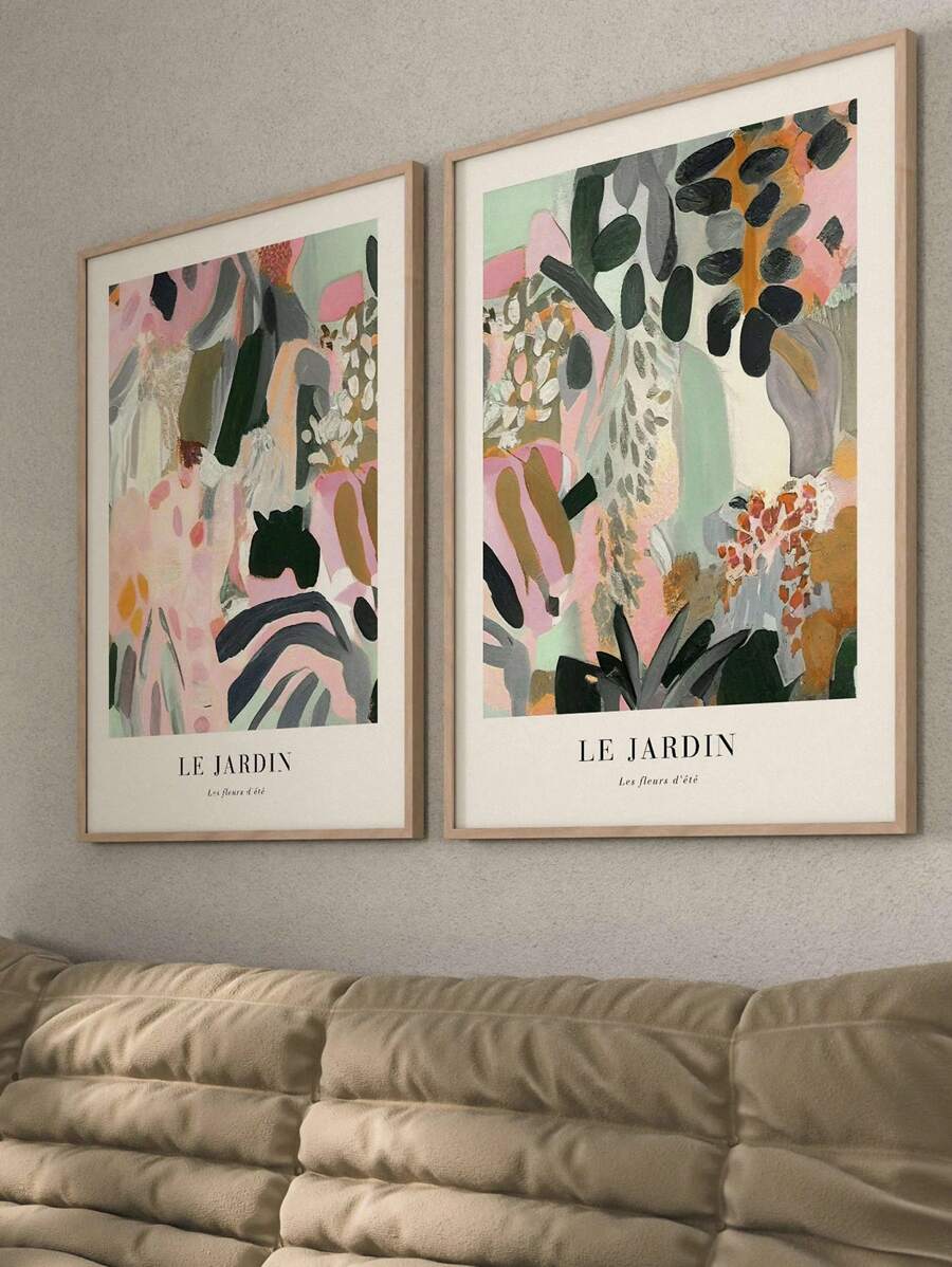 Botanical Wall Art, Flower Market,Pink And Green Wall Art, Abstract, Maximalist, Large, Living Room Decor, Bedroom Decor,Modern Home Decor,No Frame
