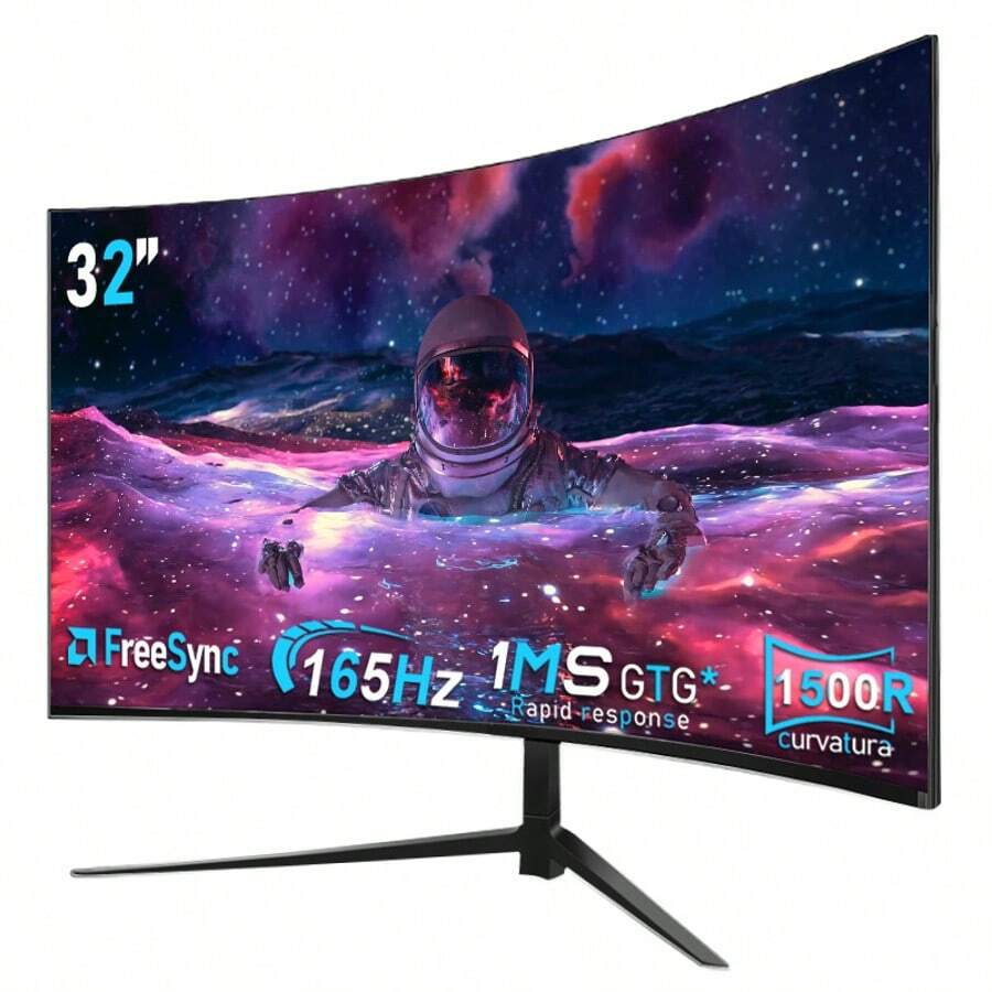GAWFOLK 32 Inch FHD 1080p Curved Gaming Monitor 1500R Curved Monitor, 165Hz 1ms MPRT For Gaming, Home Office, Business PC Monitor. Computer Monitor, The Best Gift For Dad To Husband And Boyfriend, A Must-Have For Christmas Carnival