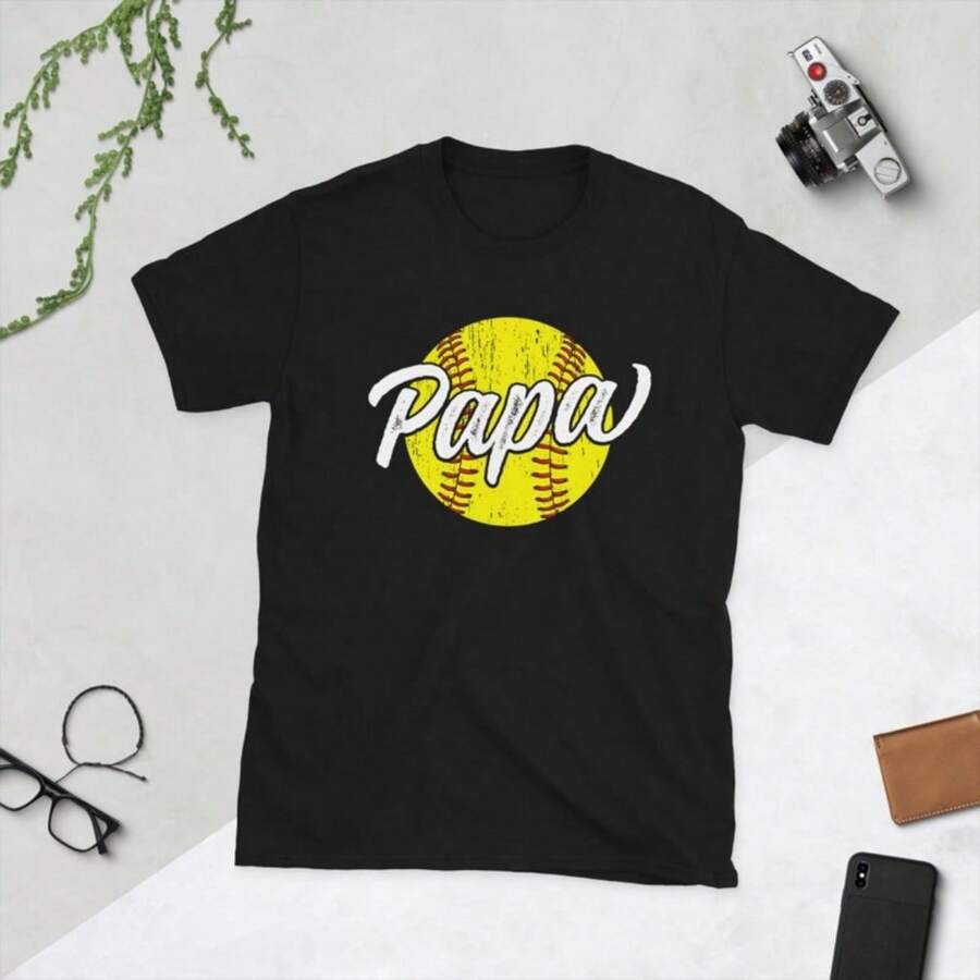 Proud Softball Papa Of A Softball Player Gifts Unisex T-Shirt (3)