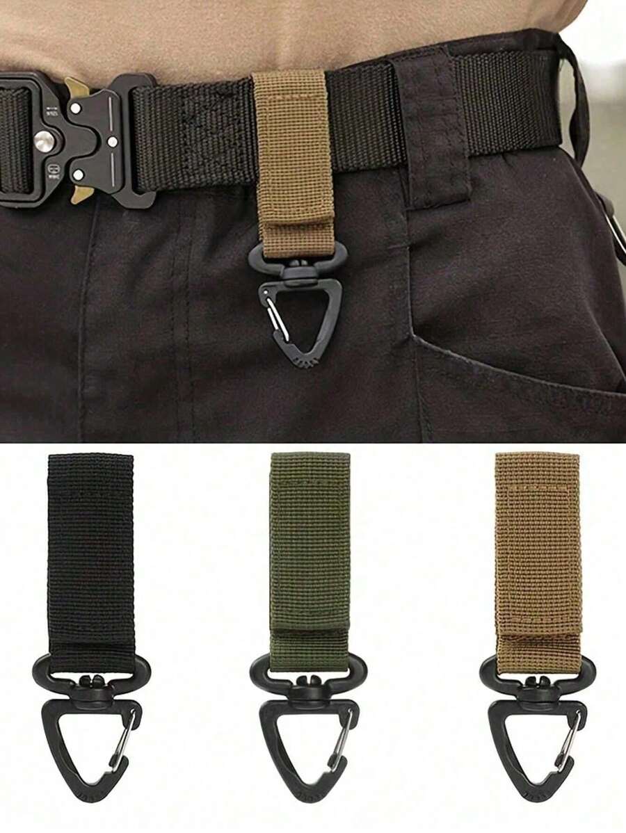 Men's Waist Accessories Outdoor Camping Belt Gear Clip Nylon Key Ring Holder Outdoor Hiking Hook Buckle Utility Hanger Compatible