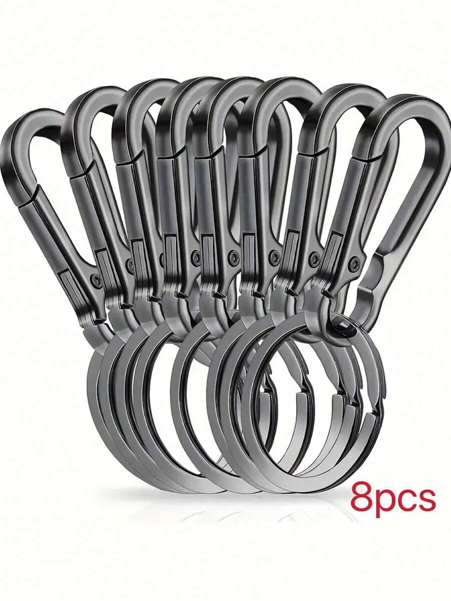 4/8/12pcs Mountaineering Carabiner Keychains Metal Climbing Carabiner Shaped Keyring Keychain Clip Hook Storage Box For Men Car Keychain Finder Travel Essentials