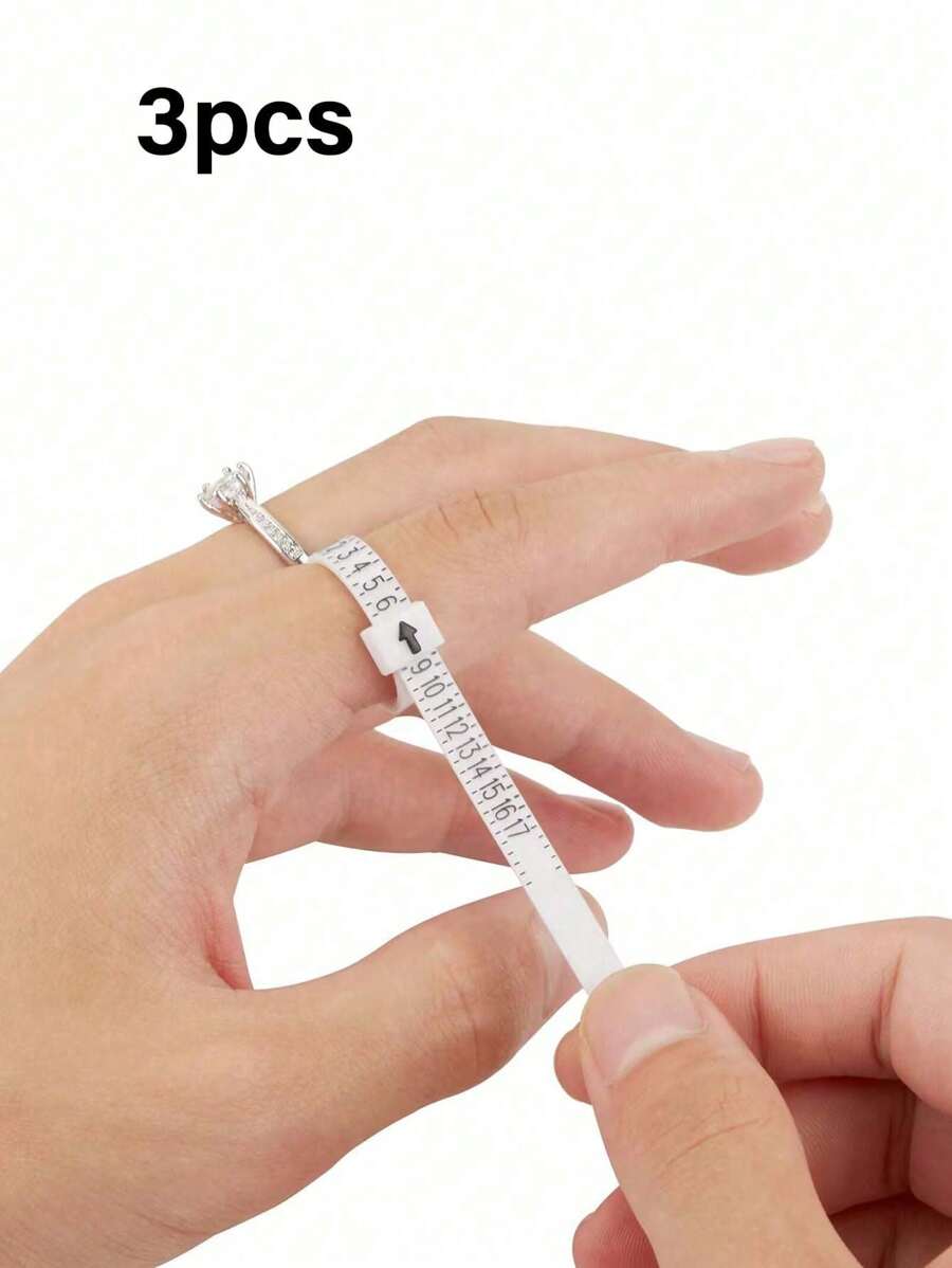 3PCS Ring Size Hand Measure Tool, Reusable Finger Plastic Ring Sizer, Jewelry Size Gauge Tape Measure, For Home, Sewing, DIY, Ring