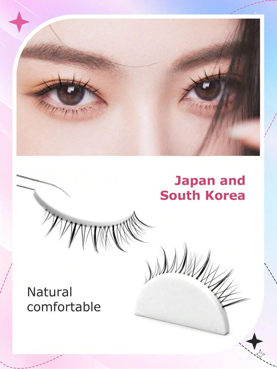5 Pairs Natural Looking V-Shape Invisible Extra Fine False Eyelashes, Cartoon Design, 4mm/8mm Soft Fibers, Suitable For Everyday Makeup, Date, Wedding, Light Makeup