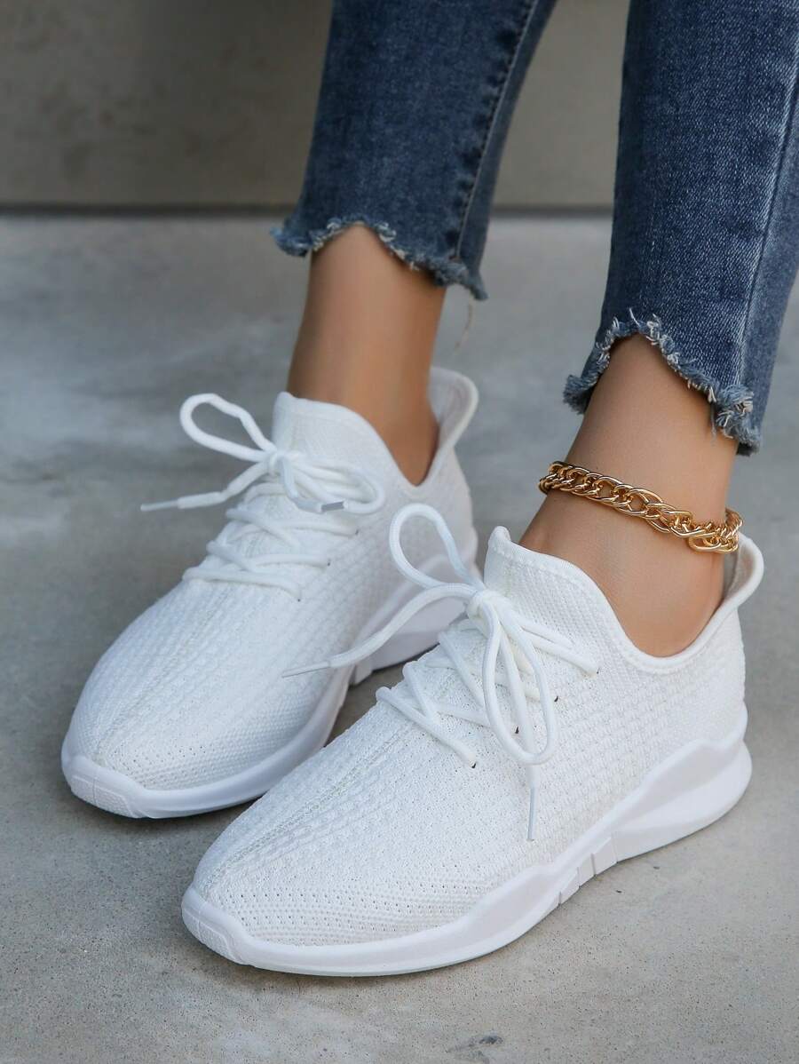 Witte damesschoenen, casual dikke zool mesh ademende sneakers, antislip studentenschoenen, ontwerp