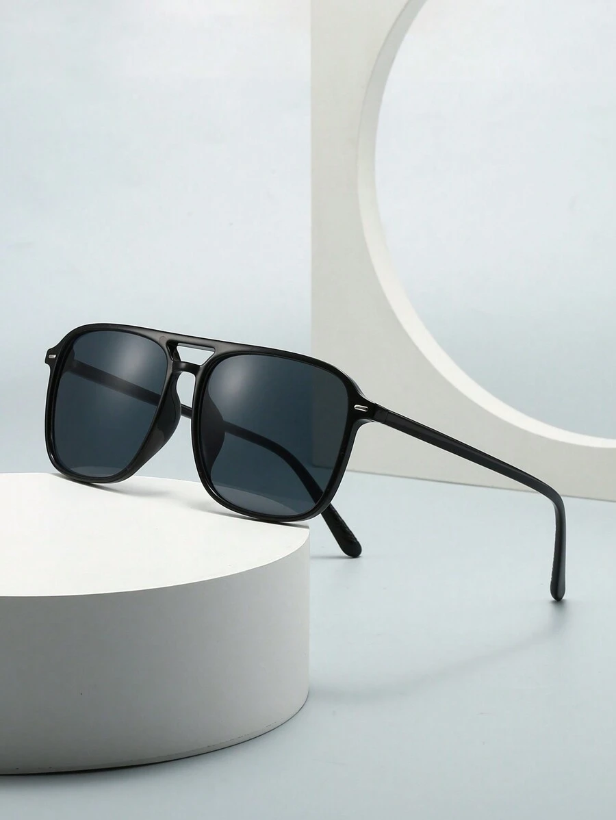 1pc Men's Geometric Pattern Decor Casual Beach Fashion Glasses, All-Season Fashion
