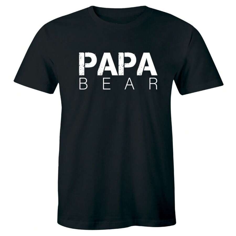 Papa Bear Printed Crew Neck T-Shirt For Men Gift For Dads Fathers