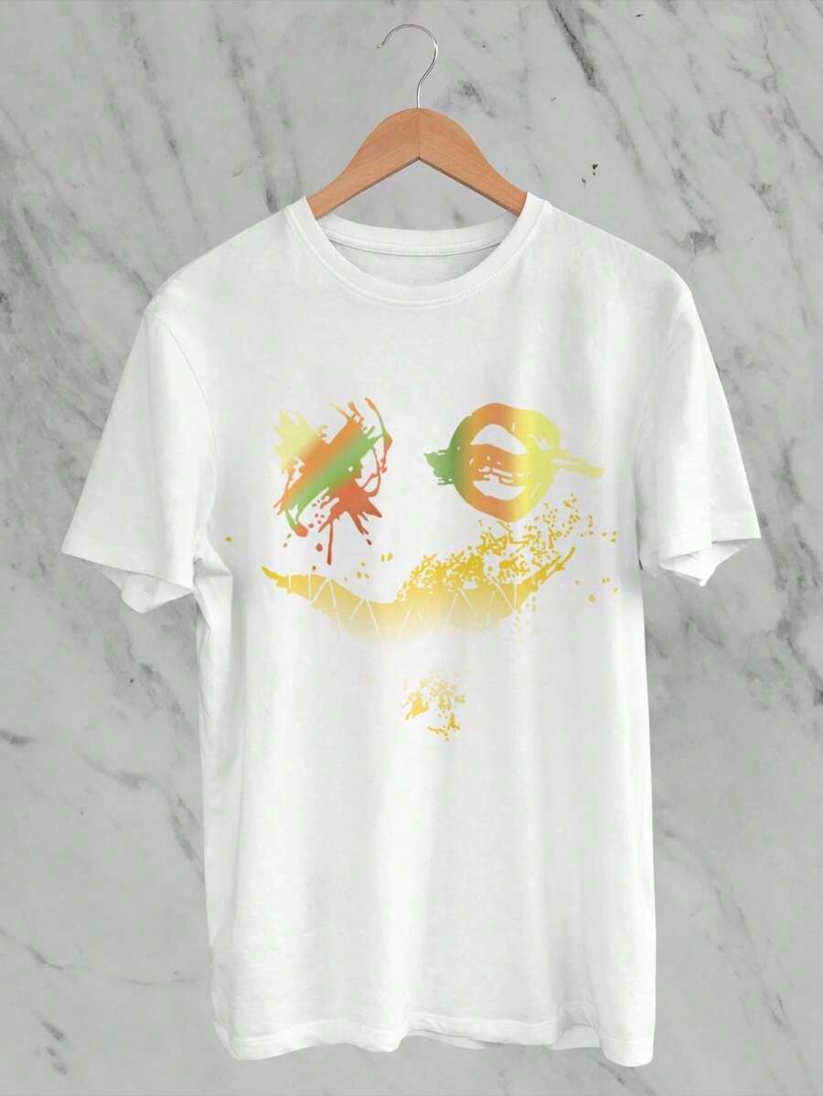 Camiseta Masculina Streetwear smile T-shirt Branca Camisa Style