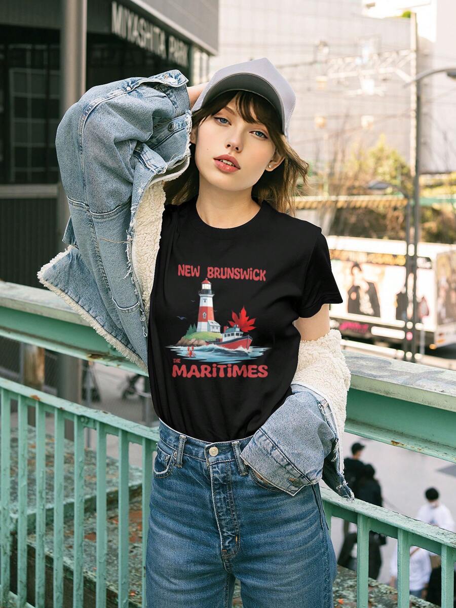 New Brunswick, Women's T-Shirt, Casual Crew Neck, Perfect For Chill Days, Social Events, And Outings.