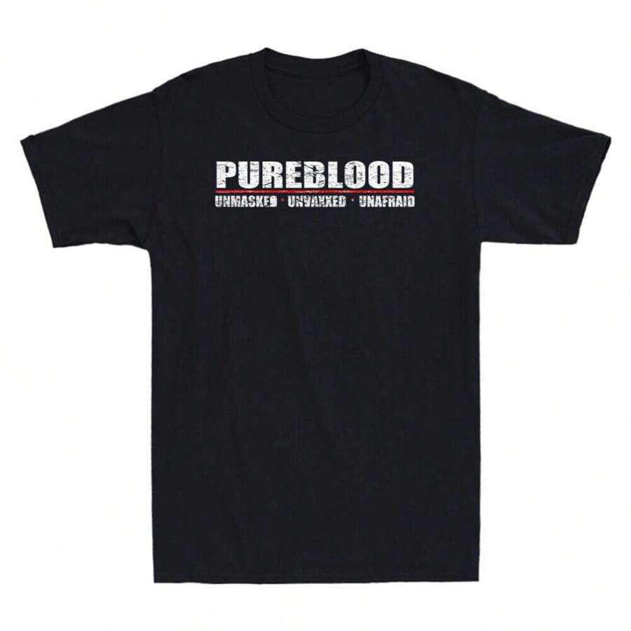 Pureblood Unmasked Unvaxxed Unafraid Funny Vaccine Joke Gift Retro 's T-Shirt