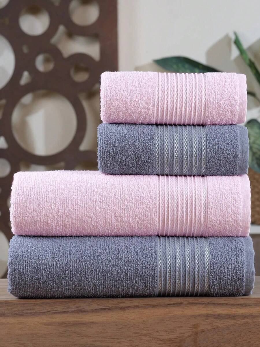 Set da bagno composto da 4 pezzi Zeynep Tekstil | Un'esperienza di hamam di lusso a casa | 2 asciugamani da bagno (70*140 cm) * 2 asciugamani per mani e viso (50*90 cm)