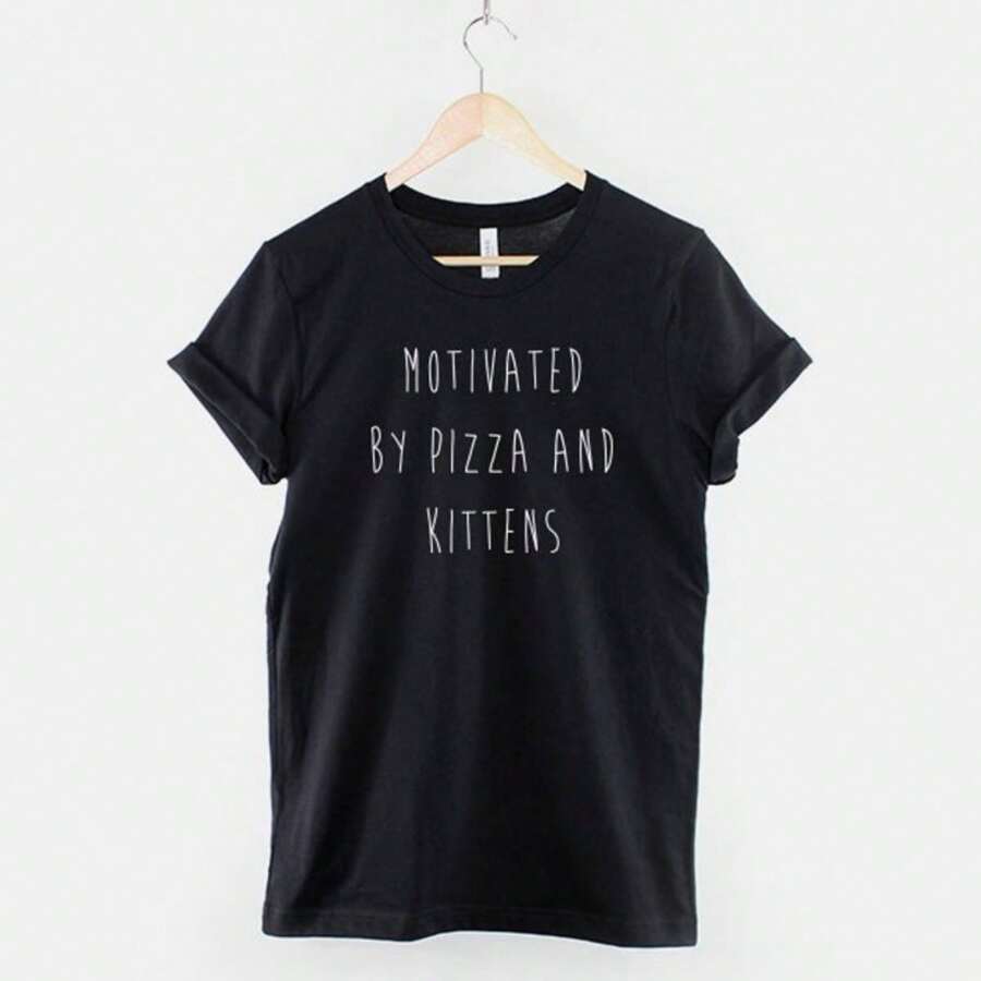 Cat Pizza Tshirt - Motivated By Pizza And Kittens T Shirt - Kitten Cat Mom T-Shirt Gift