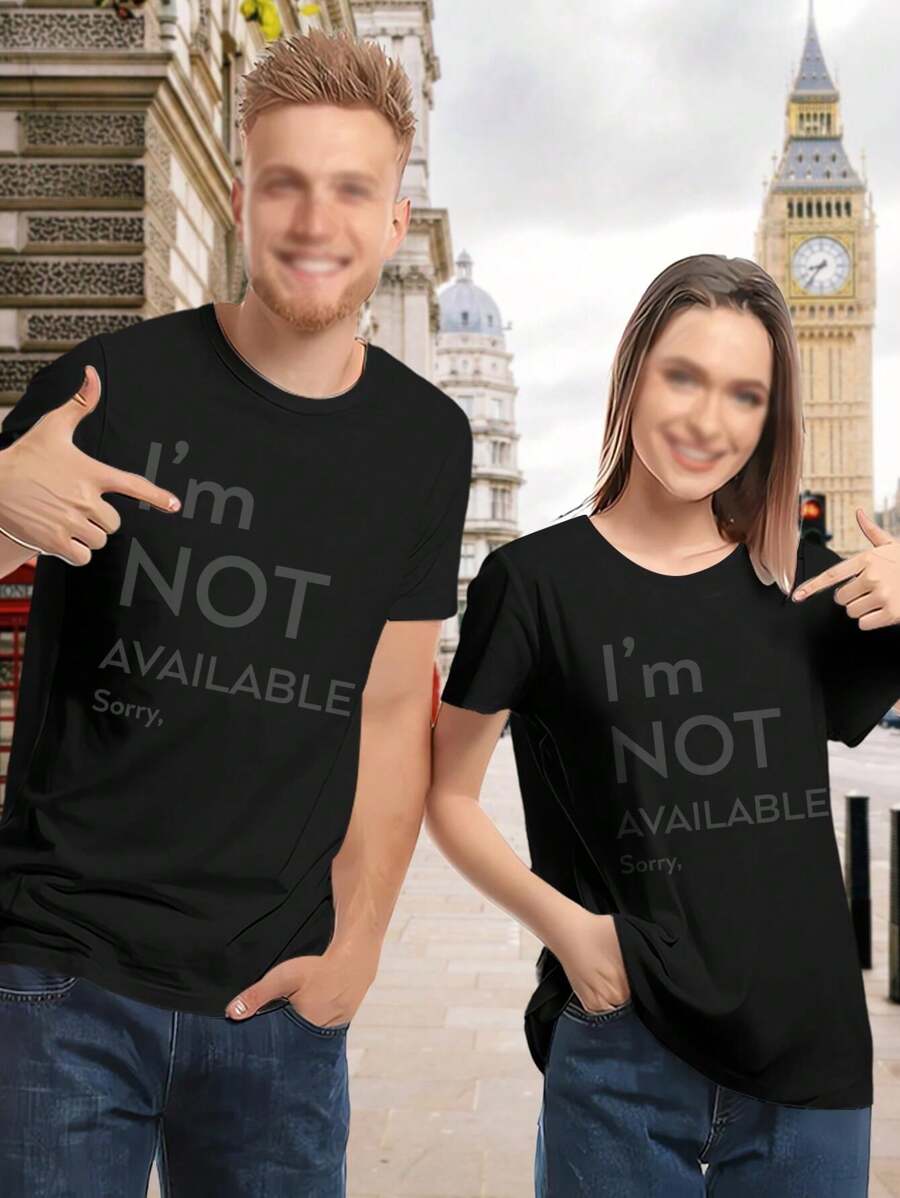 Lovers' T-Shirts 'I'm Not Available Sorry' - Fashionable Funny Minimalist Modern Shirt For Women