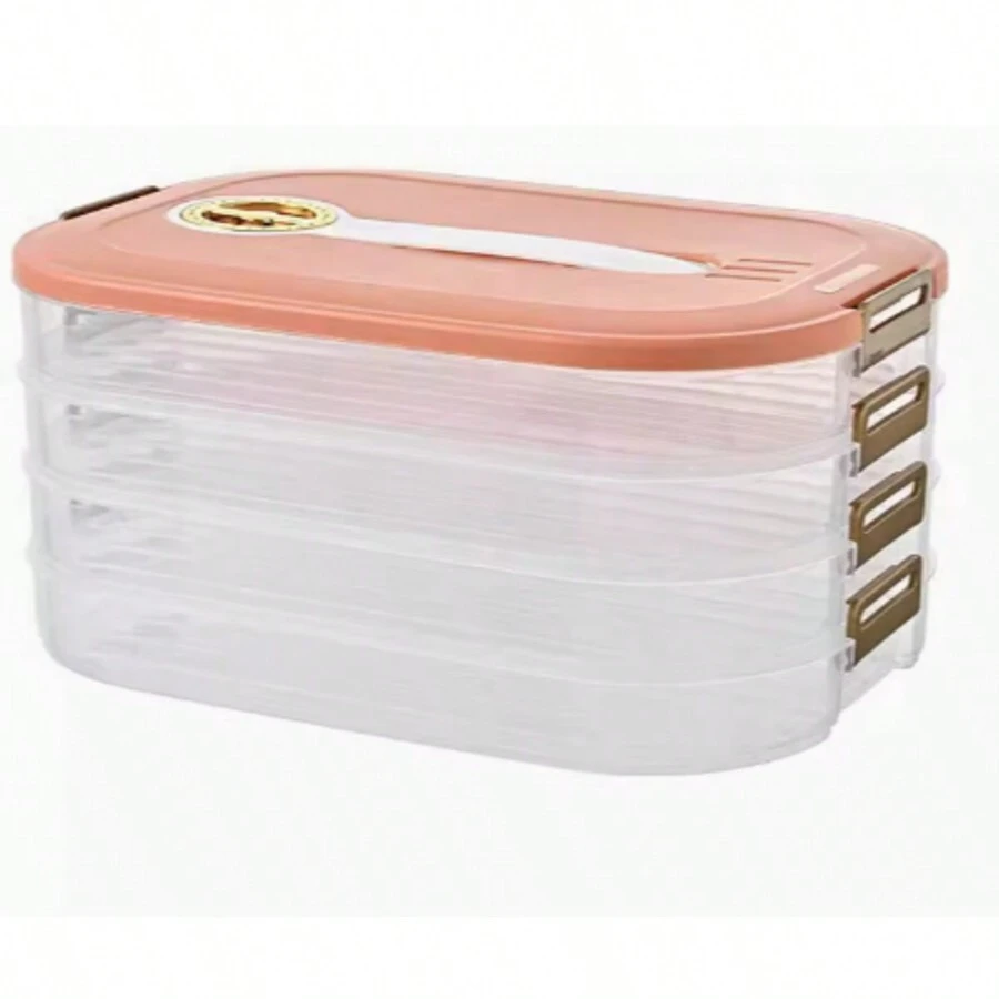 Caja de almacenamiento de alimentos para uso doméstico con 4 niveles, de gran capacidad para masa de empanadillas