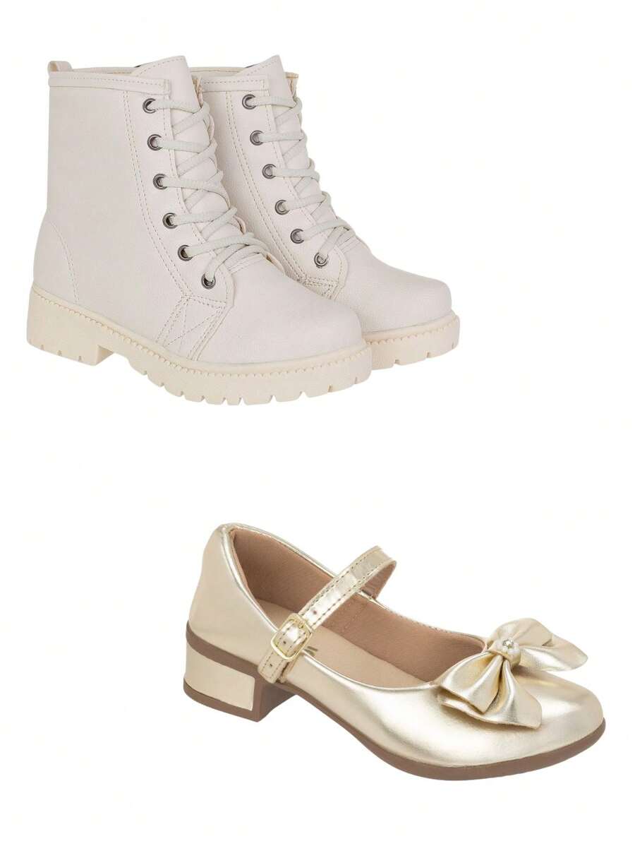 Kit 2 Pares Bota e Sapatilha Menina Feminina Infantil Enfeite La Requinte