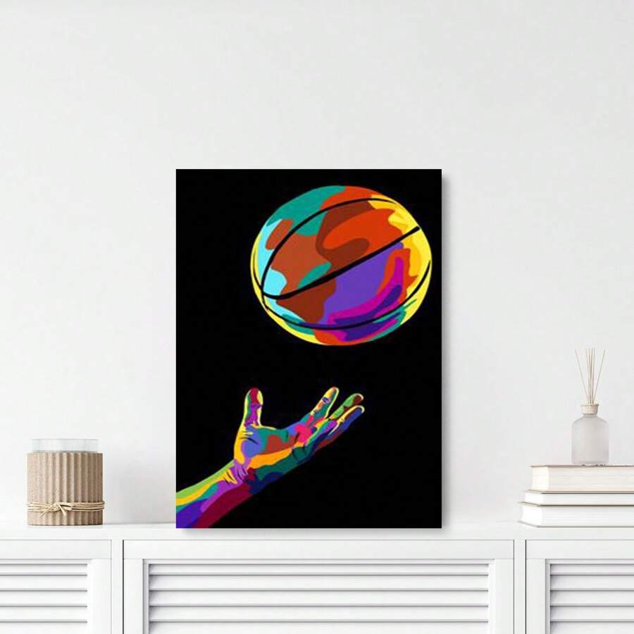 1 Pc Basketball Themed Canvas Wall Art With Holiday Room Decor Wooden Framed Canvas Painting - Thickness 2.25cm/0.9inch,Home Gift Decoration, Room Decoration Aesthetic, Wall Decoration Art, Perfect Gift, Autumn And Winter Wall Decoration, Living Room Decoration, Bedroom Decoration, Kitchen Decoration, Entry Decoration, Bathroom Decoration, Direct Wall Painting, High Quality Wall Painting Poster