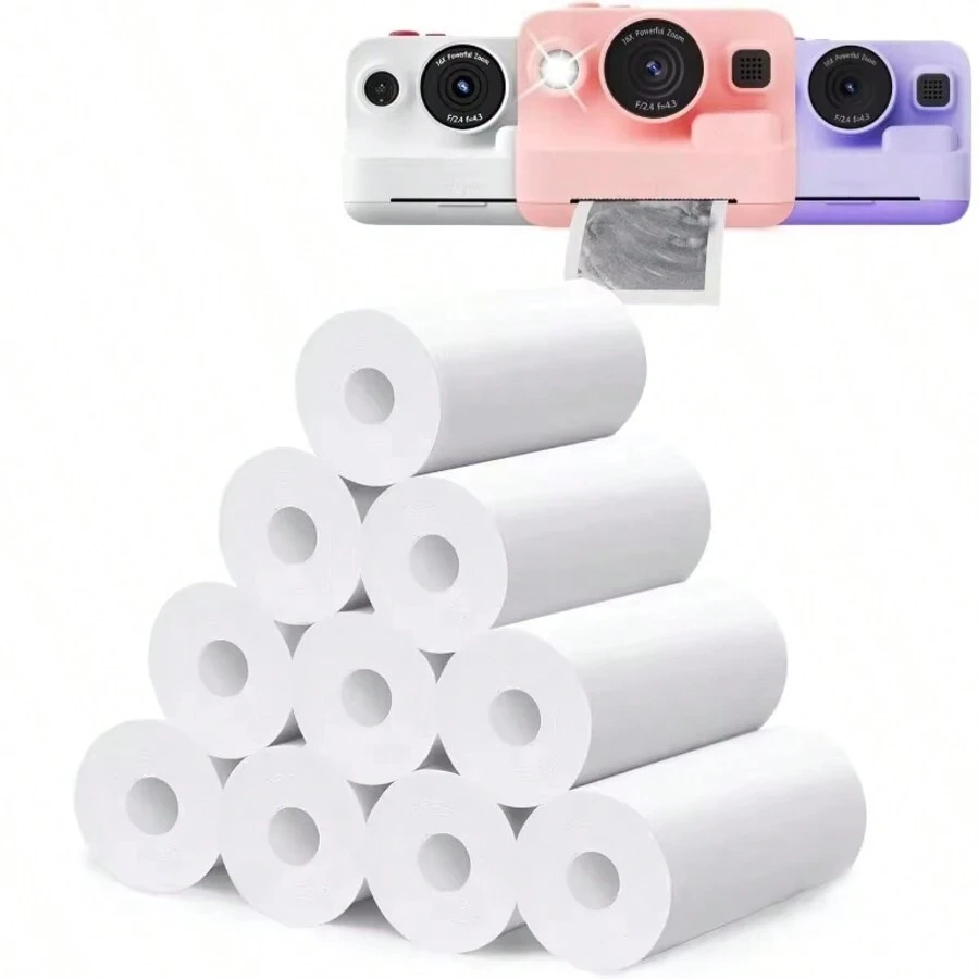 Camera Instant Print Refill For Instant Camera Thermal Printing White Non-Adhesive Photo Print Rolls For Study Notes Pictures DIY