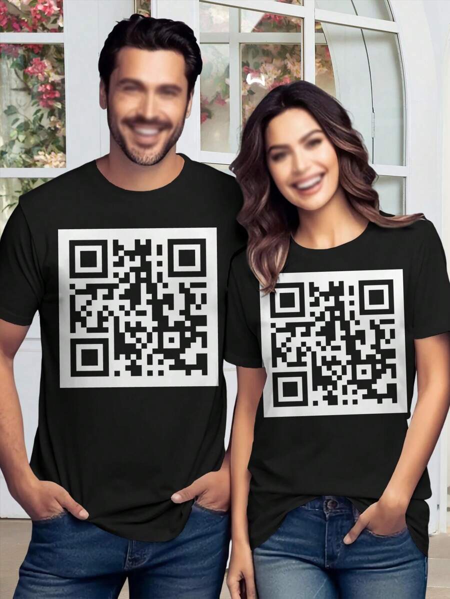 Lovers' Mind Your Own Business Funny T-Shirt With QR Code For Ladies (Humor Message)