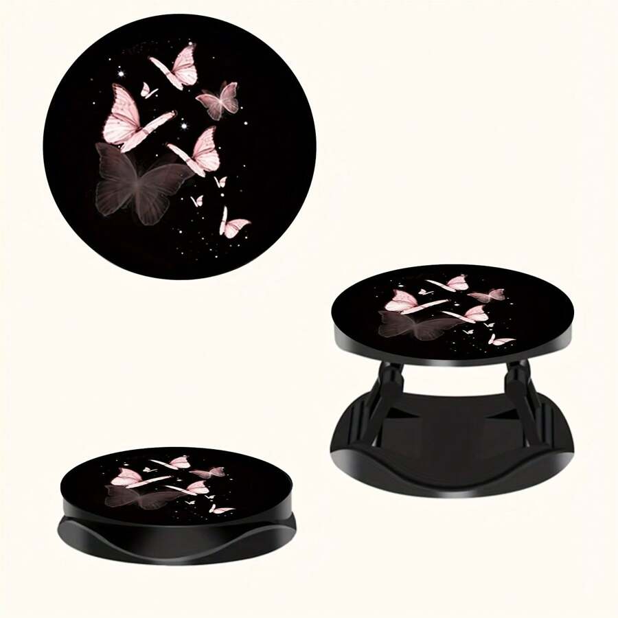 Fuchsia Butterfly Design Foldable Phone Stand - Easy To Use And Install, Foldable, Adjustable Angle, Practical, Fashion, , Suitable For All Phones, Compact And Portable
