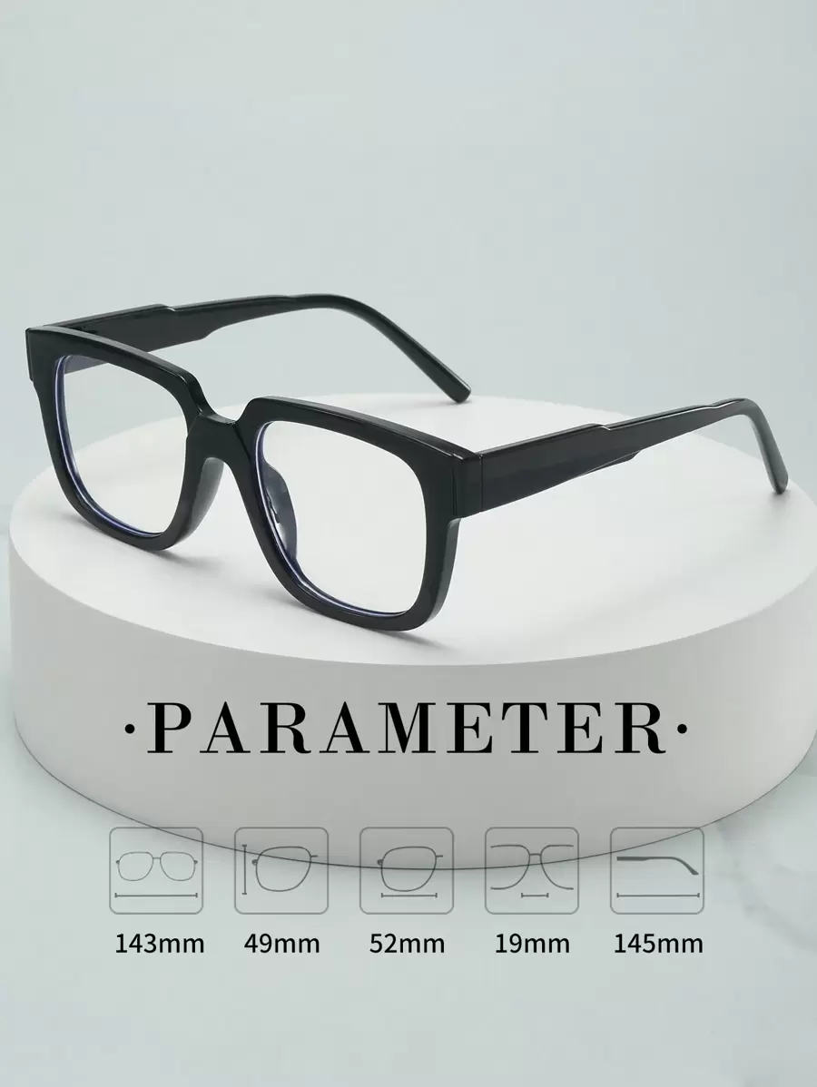 1pc Men Square Large Frame Minimalist Fashion Non-Prescription Glasses (Suitable For Watching TV, Using Computer, Daily Use)