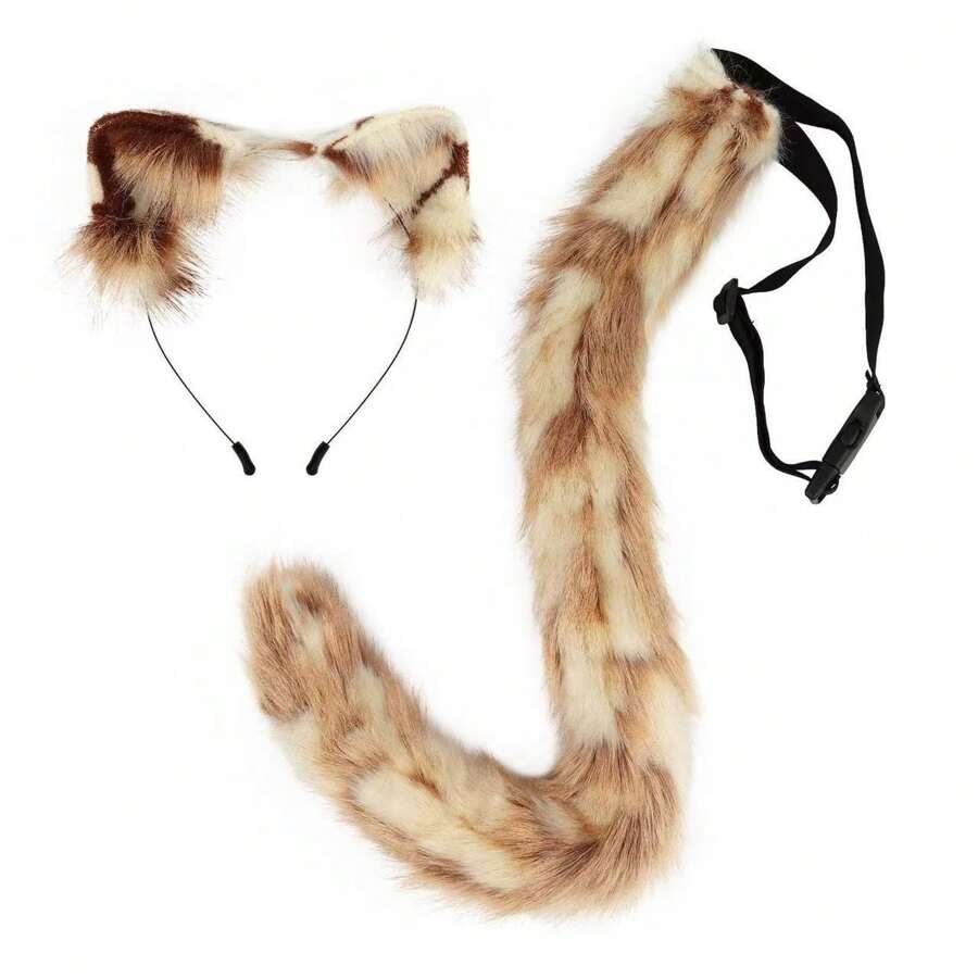 1pc Paasdecoratie Feestbenodigdheden Kattenoren Hoofdband en Staart, Feestaccessoires, Kostuumrekwisieten, Fotografierekwisieten, Dierenbont Hoofdband en Staart