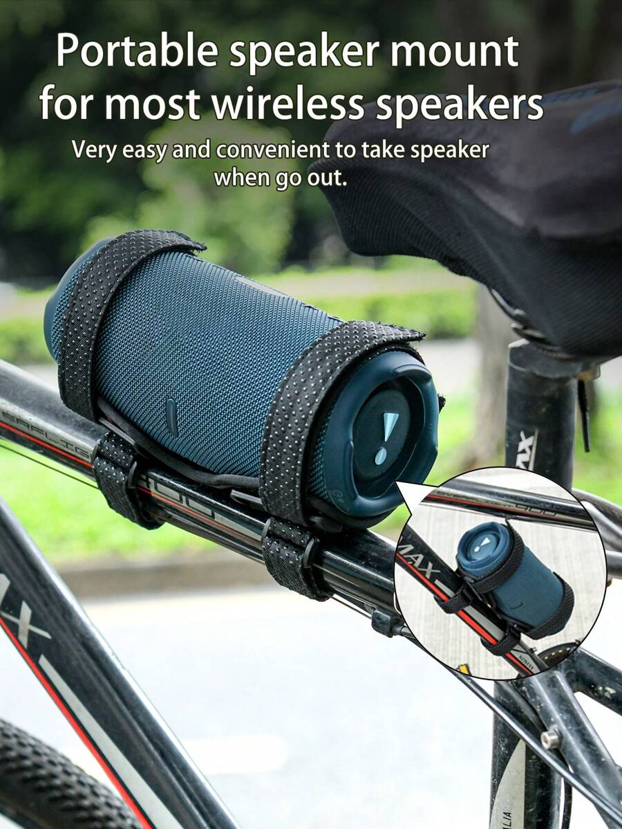 Universal Waterproof Bluetooth Speaker Bracket, Bike Handlebar Clamp Mount Holder For Charge 4/5, Flip 5/6, UE Boom 3, Bushnell Wingman View Golf, SRS-XB23, Doss SoundBox Pro Etc.