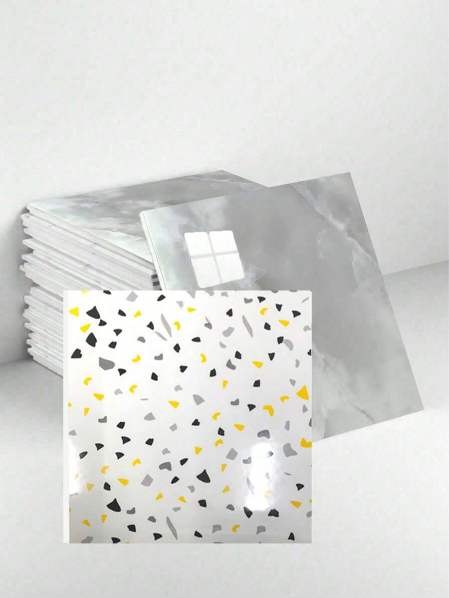 14 stuks zelfklevende aluminium composiet wandpanelen met marmerpatroon, waterdichte en vochtbestendige PVC-muurstickers voor keuken en badkamer, nepmarmeren tegelstickers, verwijderbaar decoratief behang, woondecoratie voor de lente