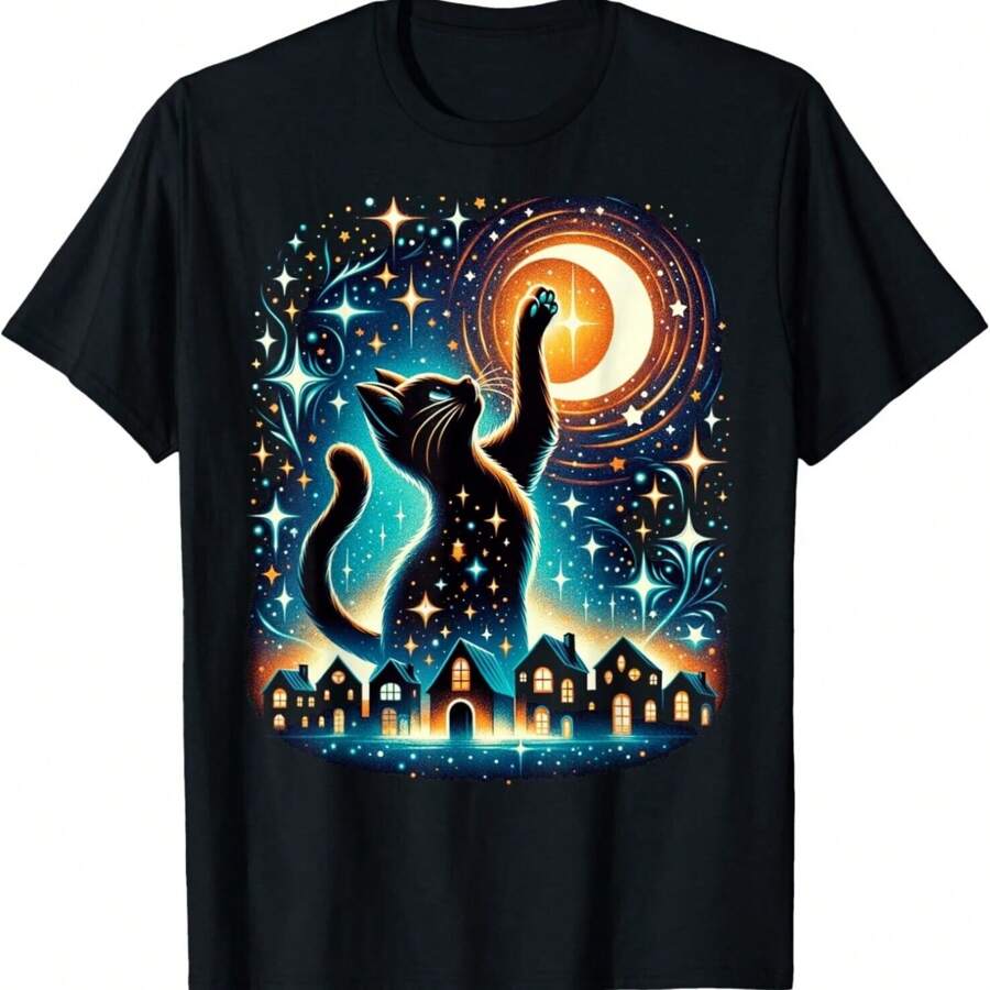 Giant Cat And Moon Astrology Gift Tee Unisex T-Shirt