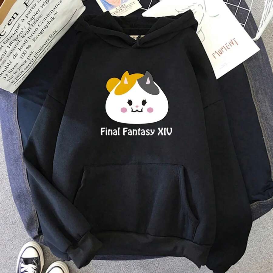 XIV Hot Game Sweatshirts Cartoon Cat Kawaii Clothes Printed Graphic Hoodie Casual Fashion Pullovers Autumn Tops