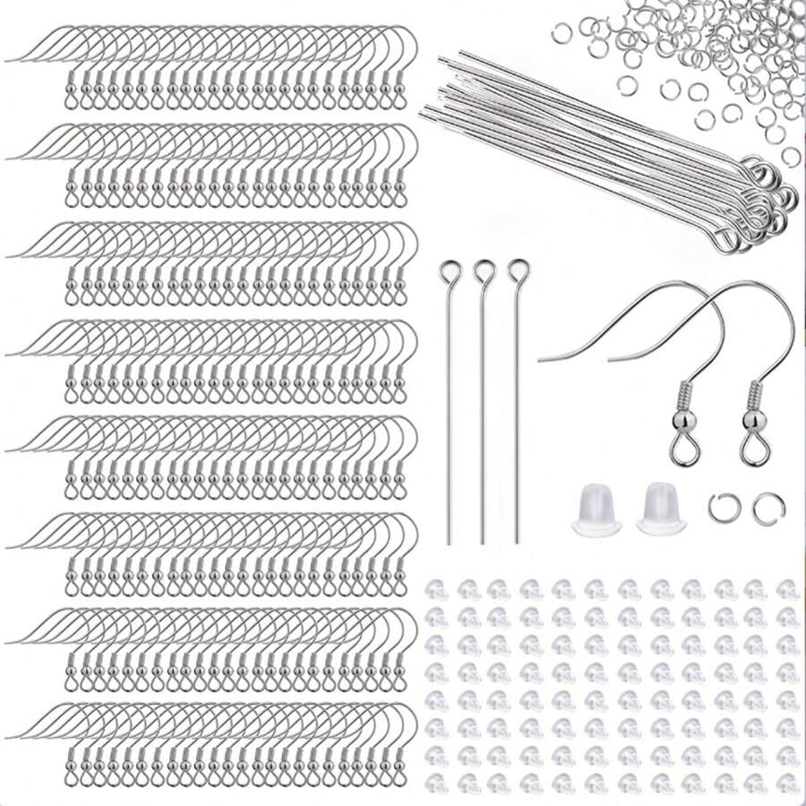 50/200 Pcs Hypoallergenic Earring Hook And Backs Set For Earring & Jewelry Making, Includes Earring Hooks And Backs