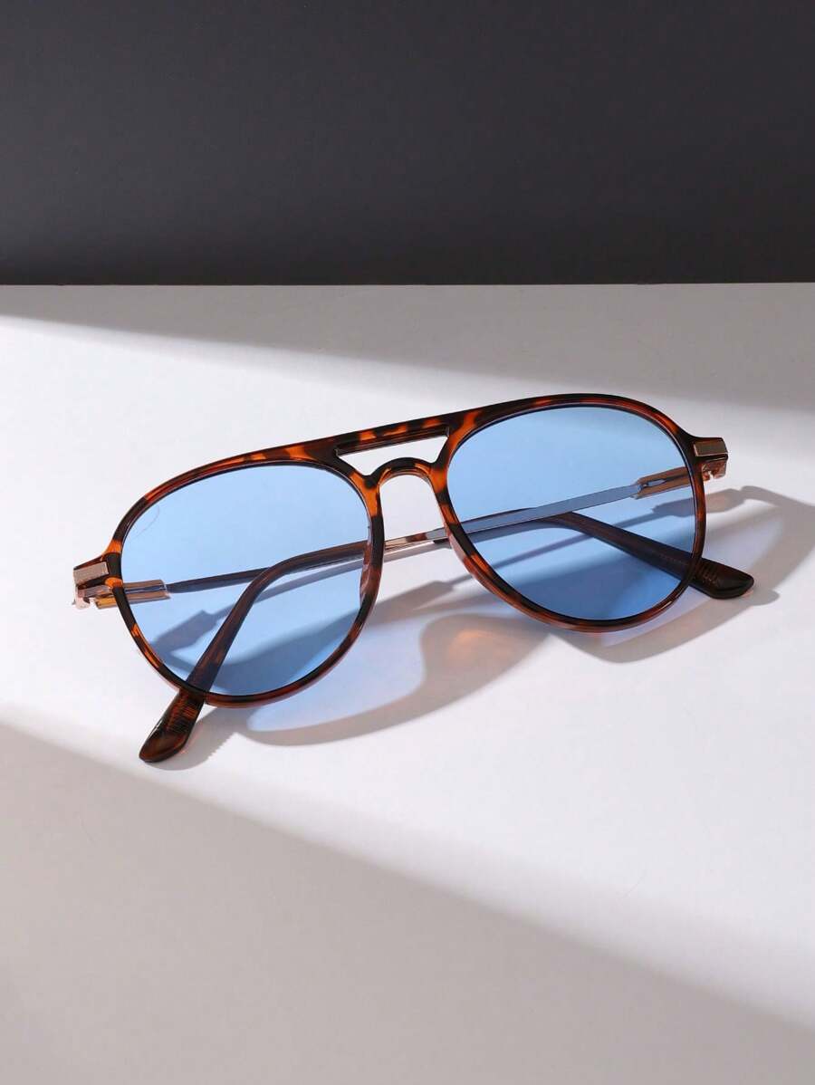 1 pieza Gafas de moda de PC (Policarbonato) ovaladas casuales para hombres, adecuadas para todas las estaciones