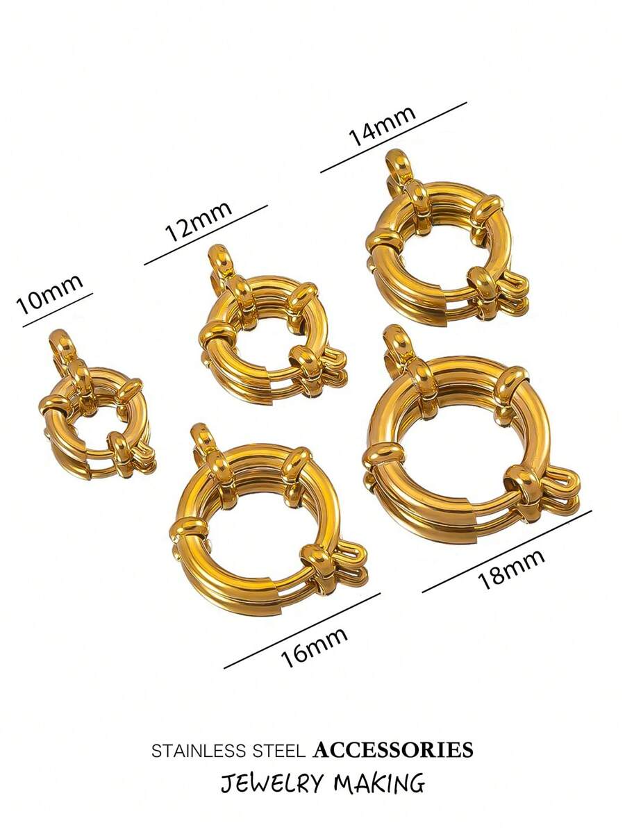 Verstelbare roestvrijstalen karabijnhaken, 10-18 mm ronde veersluiting, veelzijdige hangerconnectoren voor doe-het-zelf kettingen, armbanden, enkelbandjes, ook draagbaar als modieuze sieradenonderdelen, verguld, waterbestendig