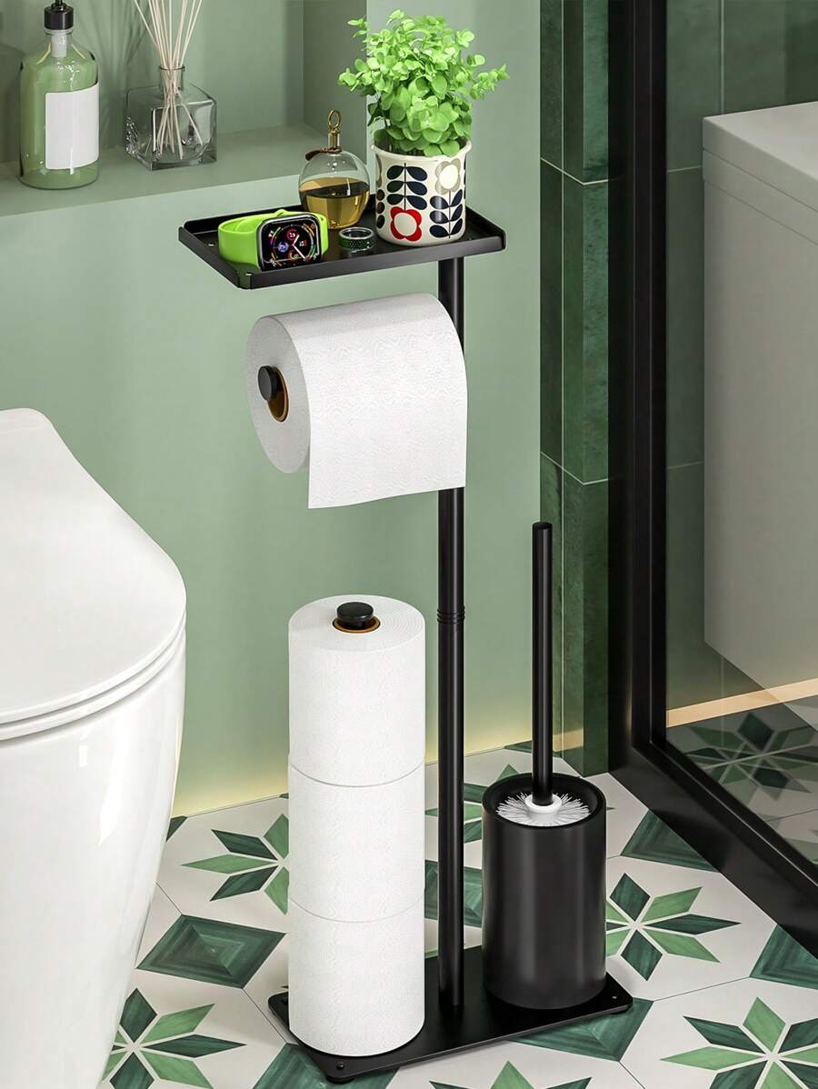 1 pieza Soporte para toallas de papel, soporte de papel de lavado independiente, soporte de papel de lavado estilo granja, estantería y soporte organizador vertical de rollo de papel industrial con tubo, soporte de papel de lavado para el baño con reserva de papel de lavado