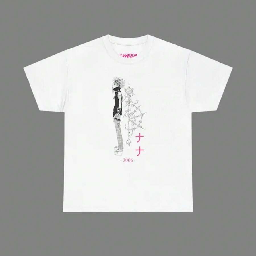 NANA Anime Style, Black And White, Blackstones, Okazaki Shinichi T-Shirt, 100% Cotton, NANA T-Shirt