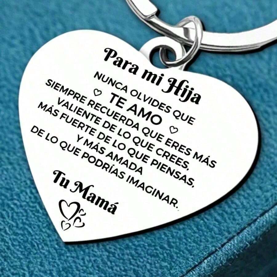 1 pieza Llavero metálico con forma de corazón, regalo para la hija de parte de la madre, regalo del Día de la Madre